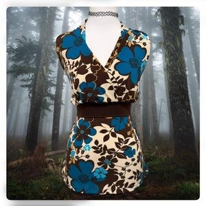 Agenda Floral Dress with Blue and Brown Design